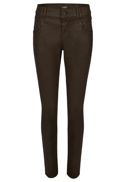 Брюки ANGELS Lederimitathose Hose Skinny Button mit Lederoptik, цвет dunkelbraun