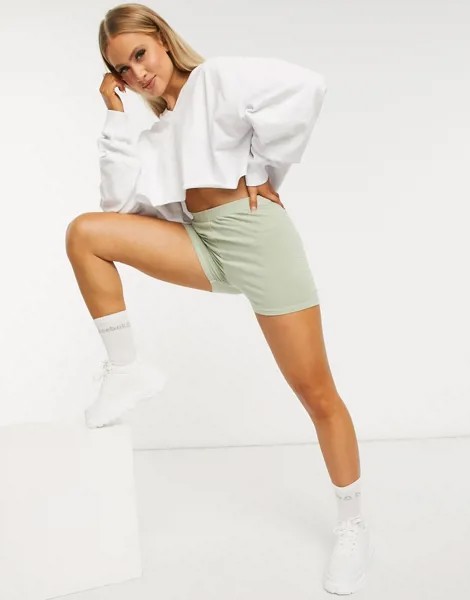 Белый укороченный свитшот oversized с V-образным вырезом ASOS DESIGN