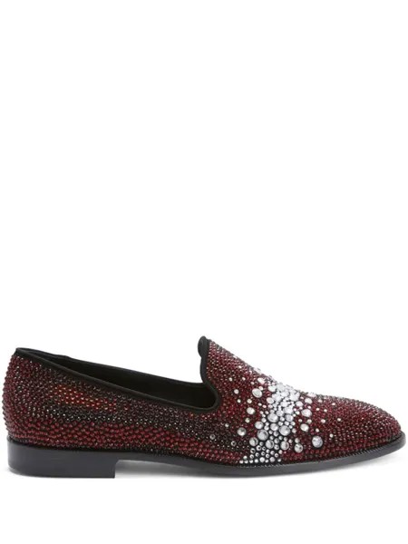 Giuseppe Zanotti лоферы Marthinique с кристаллами, красный
