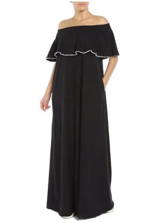 Платье Myf, вечернее, свободный силуэт, макси, размер 40, черный