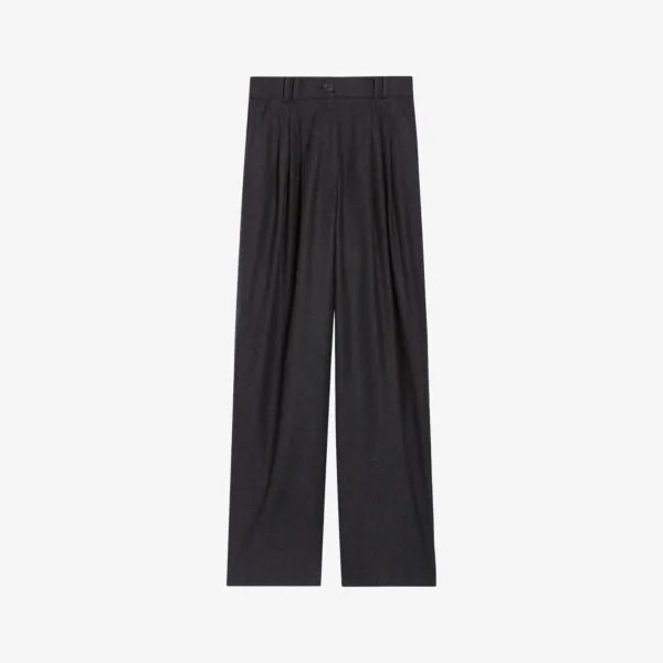 Приталенные широкие брюки с высокой посадкой из смесовой шерсти Claudie Pierlot, цвет noir / gris