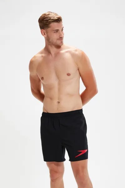 Мужские спортивные шорты для воды 16 дюймов с логотипом Speedo, черный