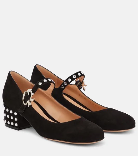 Замшевые туфли crystal mary ribbon 45 Gianvito Rossi, черный