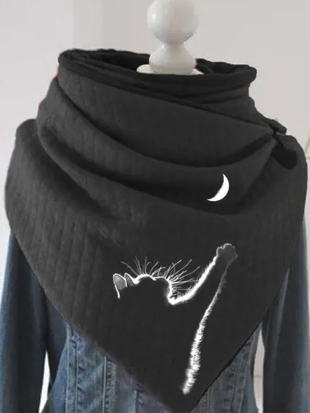 Женский милый Кот Шаблон Сплошной цвет Soft Регулируемый Шея Защитный теплый шарф