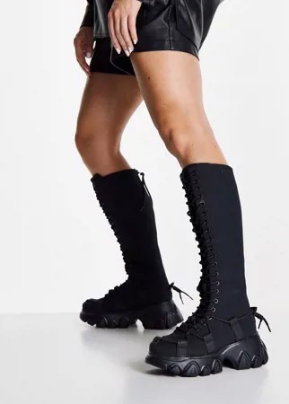 Черные парусиновые ботинки на массивной подошве, со шнуровкой ASOS DESIGN Crafty-Черный цвет