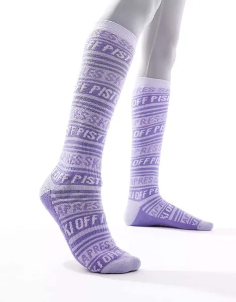 Лыжные носки ASOS сиреневого цвета с принтом 