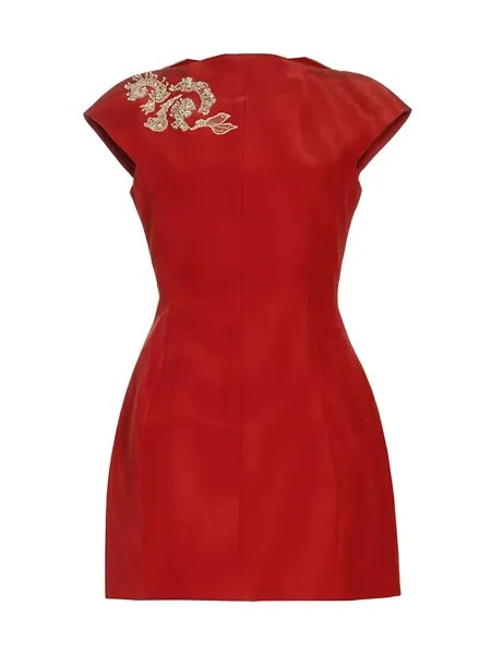 Мини-платье из хлопковой смеси с бисером Jason Wu Collection, красный