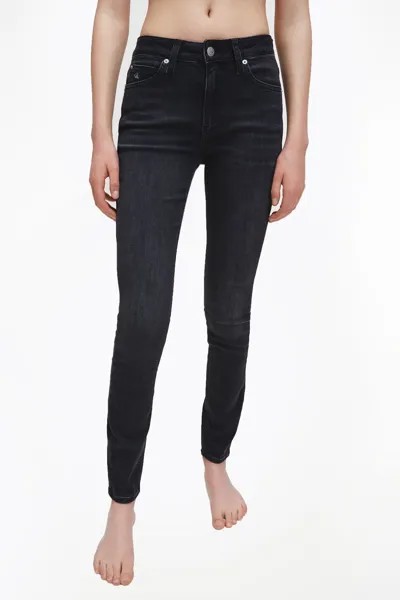 Черные джинсы скинни со средней посадкой Calvin Klein Jeans, черный
