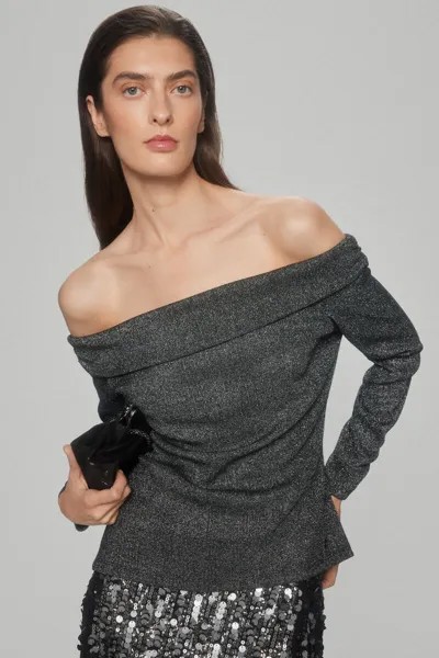 Футболка в рубчик с люрексом Pedro del Hierro, серый