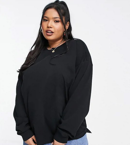 Черный oversized-лонгслив ASOS DESIGN Curve-Черный цвет