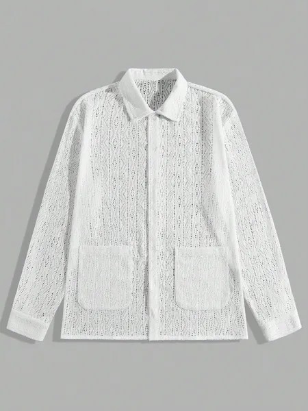 Мужская рубашка в стиле пэчворк с длинным рукавом Manfinity Homme и карманом, белый