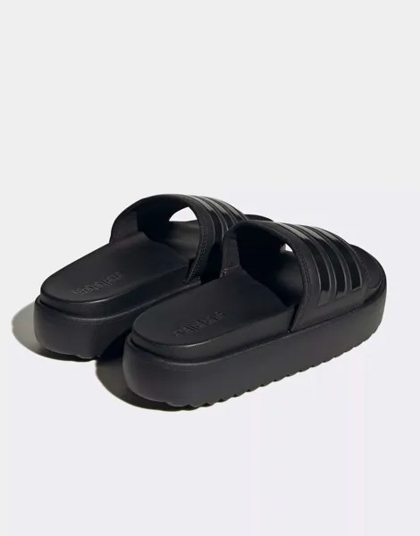 Черные шлепанцы на платформе adidas Originals Adilette