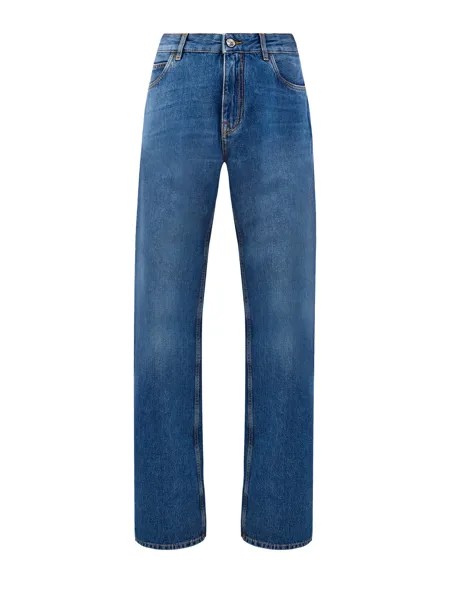 Свободные джинсы Baggy с контрастной прострочкой и вышивкой