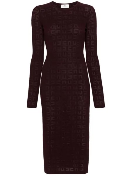 Elisabetta Franchi ажурное платье миди, красный