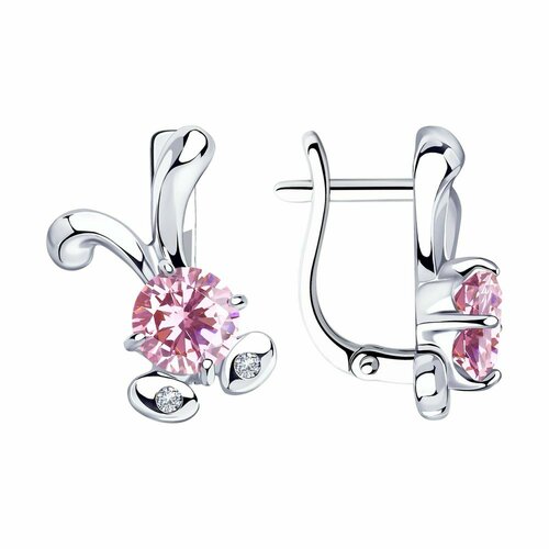 Серьги Diamant online, серебро, 925 проба, фианит, длина 1.5 см, , розовый