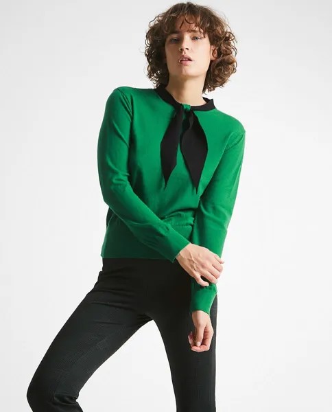 Женский свитер с длинными рукавами и бантом на шее Trucco, зеленый