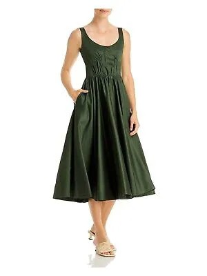 JASON WU Женское зеленое платье миди без рукавов на молнии с круглым вырезом + расклешенное платье 4