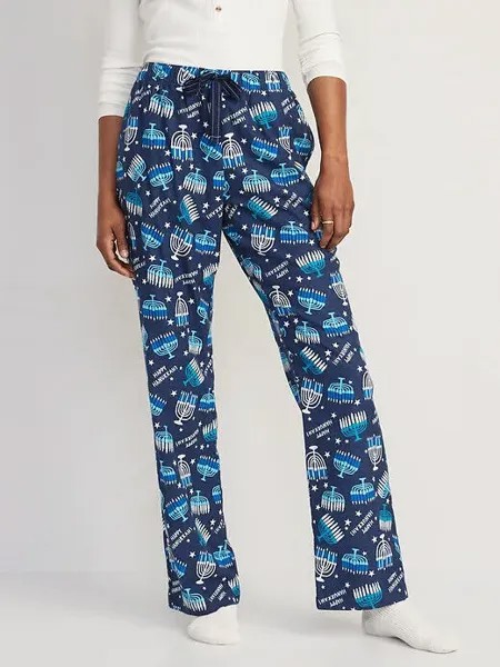 NWT Old Navy Фланелевые пижамные штаны с принтом Синие С Ханукой! Женщины, МЛ