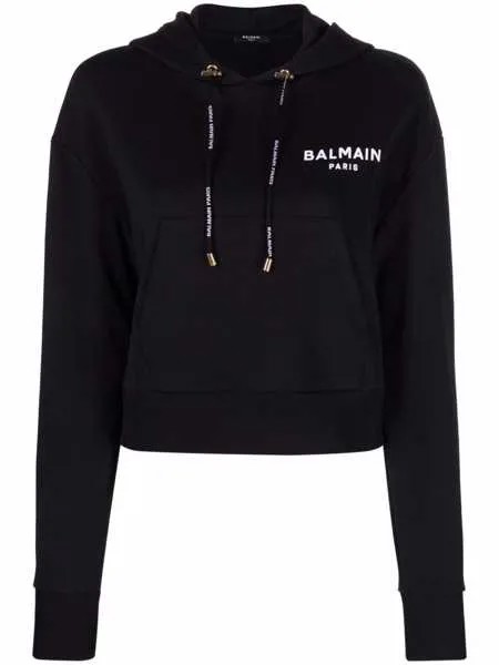 Balmain укороченное худи с логотипом