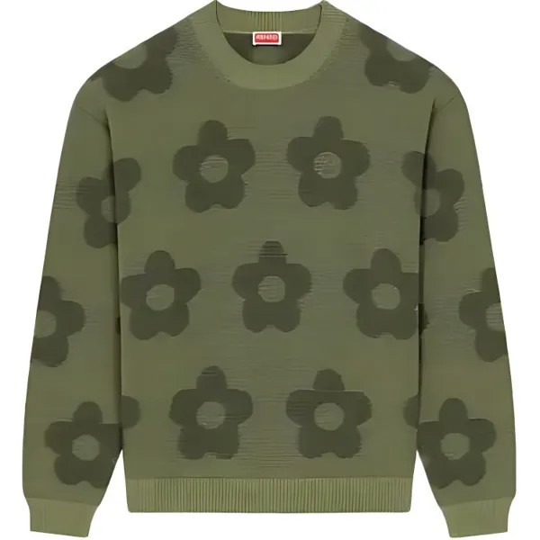 Свитшот из хлопка с цветочным принтом Kenzo, зеленый