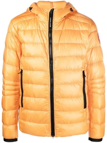 Canada Goose пуховик с капюшоном и нашивкой-логотипом, оранжевый