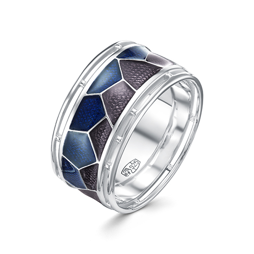 Кольцо женское АЛЬКОР 01-1286/ЭМ21-00 из серебра, эмаль, р. 17