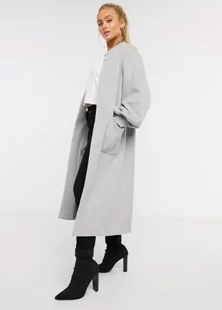 Серое пальто без застежки с пышными рукавами Helene Berman-Серый