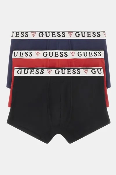 Боксеры с логотипом - 3 пары Guess, красный