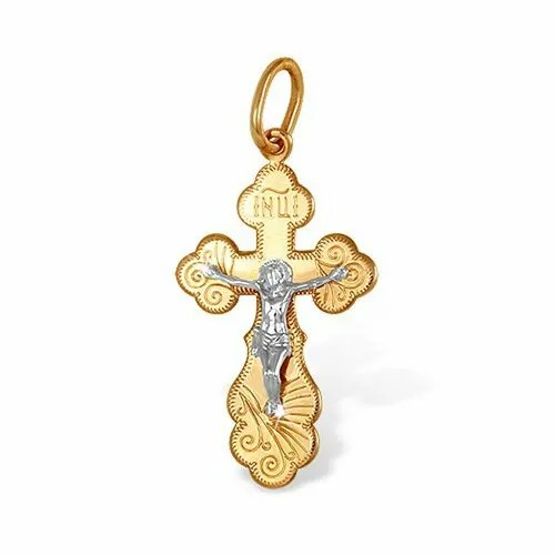 Крестик The Jeweller, красное золото, 585 проба, золотистый