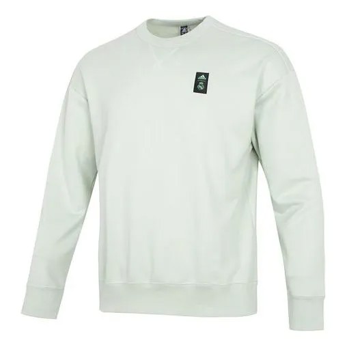 Толстовка Men's adidas Solid Color Logo Athleisure Casual Sports Pullover Round Neck Green, зеленый