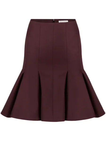 Nina Ricci шерстяная юбка с баской, красный