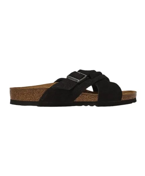 Замшевые шлепанцы с перекрестными ремешками Birkenstock, черный