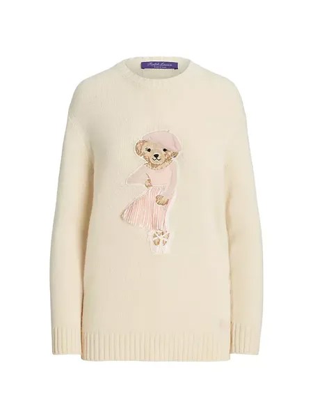 Кашемировый свитер с медведем-балериной Ralph Lauren Collection, цвет butter