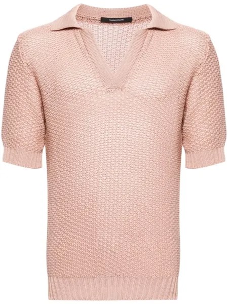 Tagliatore рубашка поло Asher в технике кроше, розовый
