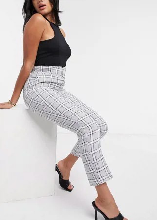 Брюки-сигареты с завышенной талией в монохромную клетку ASOS DESIGN-Многоцветный