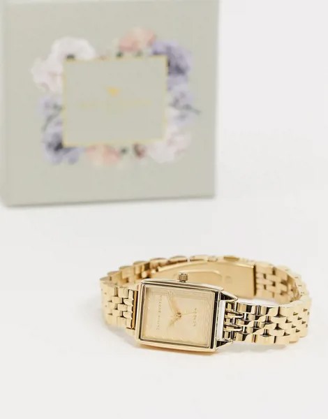Золотистые часы-браслет с квадратным циферблатом Olivia Burton Stamp-Золотой