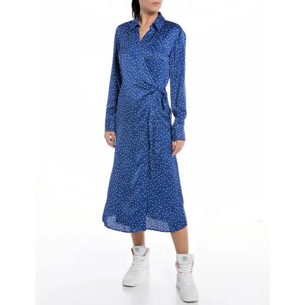 Платье миди Replay W9023 .000.74058 Long Sleeve, синий