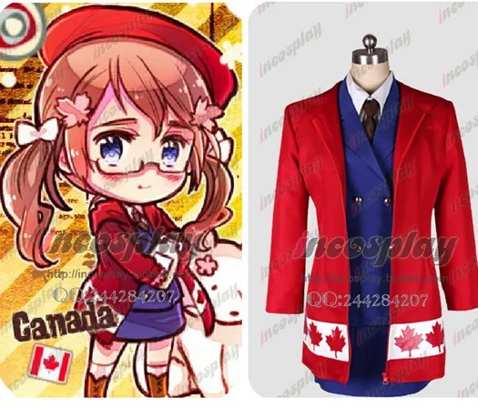 Костюм из аниме APH Axis хеталия Косплей-костюм, униформа армии Канады, женское платье, пальто
