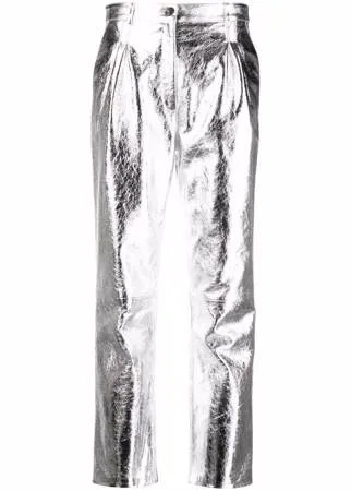 ETRO байкерские брюки с эффектом металлик