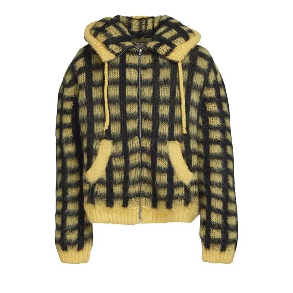 Кардиган Marni Check Fuzzy Knit Cardigan, желтый