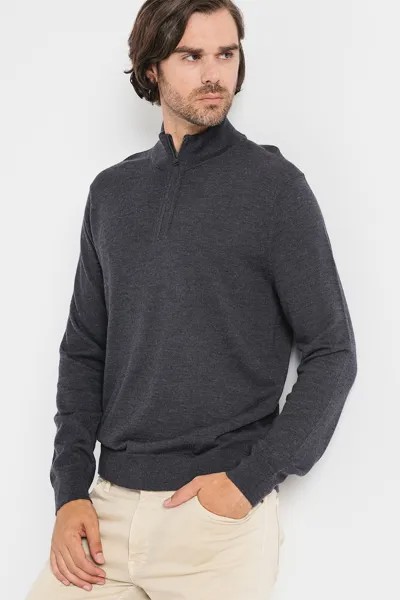 Короткий шерстяной свитер на молнии Banana Republic, серый