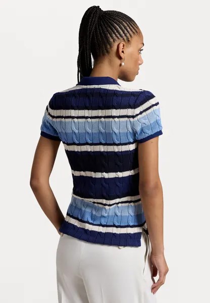 Рубашка поло SLIM FIT CABLE-KNIT POLO SHIRT Ralph Lauren, синий