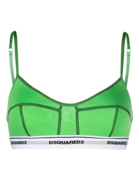 Dsquared2 logo-underband seam-detail sports bra, зеленый