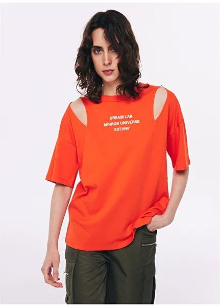 Оранжевая женская футболка с круглым вырезом Twist