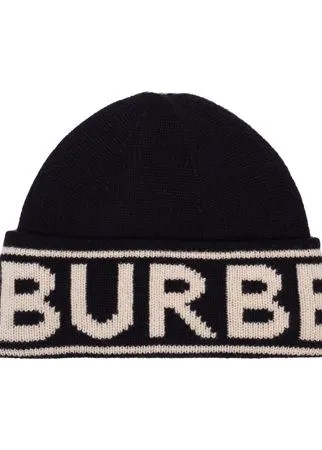 Burberry кашемировая шапка бини с логотипом вязки интарсия