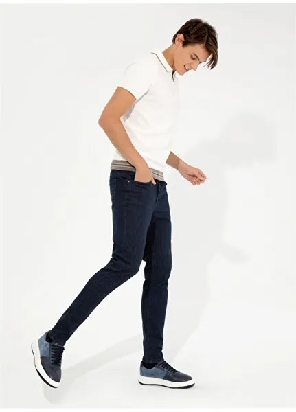 Мужские джинсовые брюки темно-синего кроя с нормальной талией и нормальными штанинами Pierre Cardin