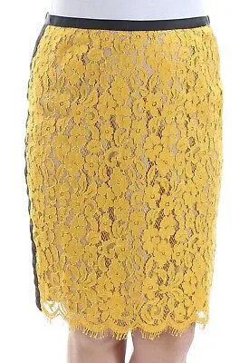 FAIRCHILD Женская желтая кружевная юбка-карандаш до колен Размер: L