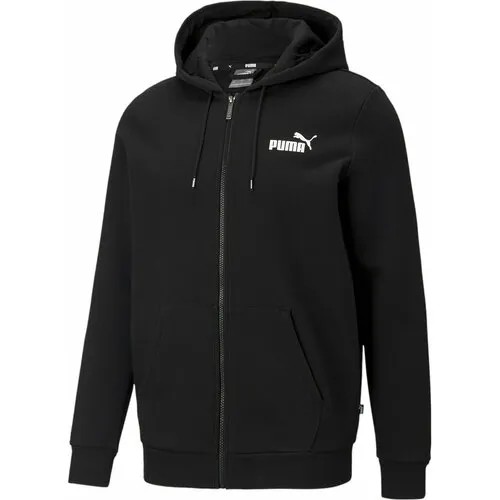 Толстовка спортивная PUMA ESSENTIALS SMALL LOGO FLEECE FULL-ZIP HOODIE, размер L, черный