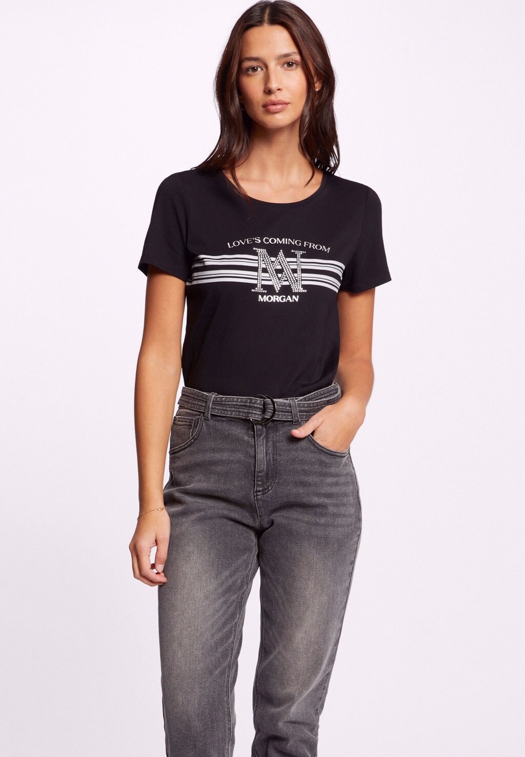 Футболка с принтом SHORT-SLEEVED Morgan, черный