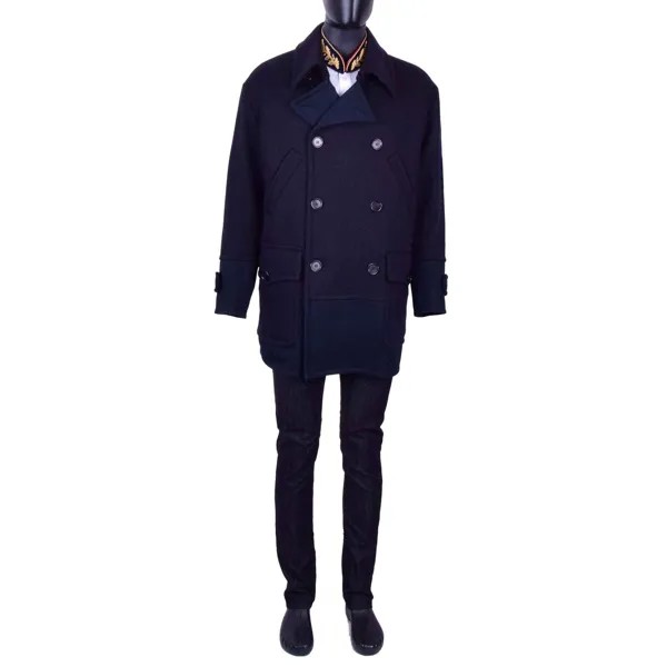 Dolce - Gabbana Двубортное широкое шерстяное пальто Короткое пальто Синяя куртка 07011